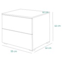 COM-CT7165K30404 Chevet PRIVILEGIO laqué blanc H44xL55xP44cm vue plan