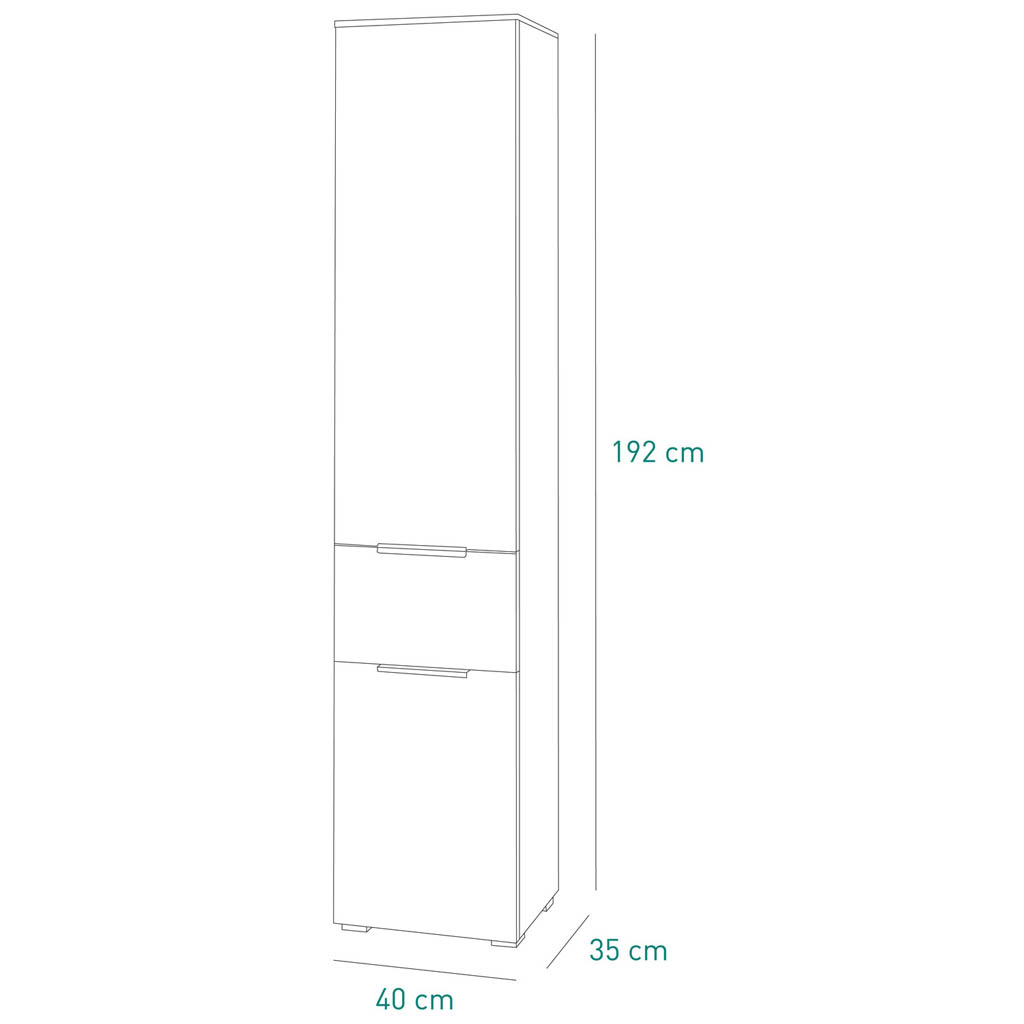 COM-CL4014K56104 Etagere H192xL40xP35cm vue plan
