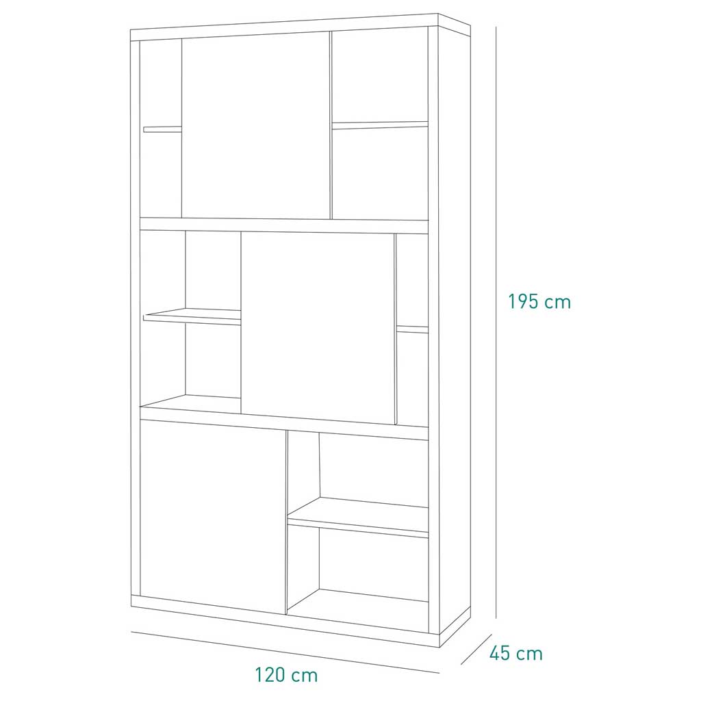 Etagère PRATICO H195xL120xP36cm vue plan