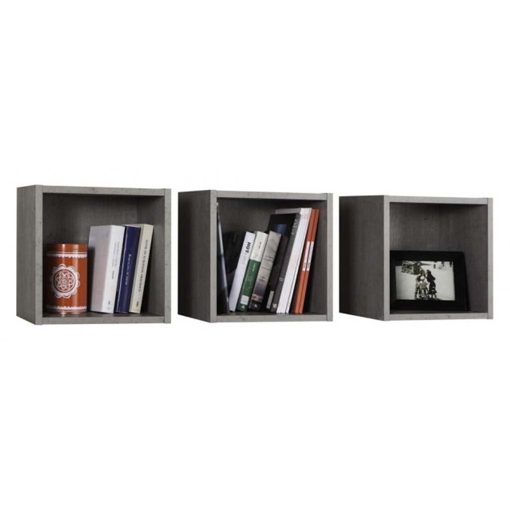 Lot de 3 étagères murales cube MODELLO Gris H35xL35xP29cm vue2