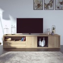 TRA-1474 Meuble TV petit cadre chene-ombre L218xP46xH48cm ambiance1