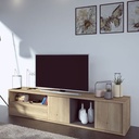 TRA-1474 Meuble TV petit cadre chene-ombre L218xP46xH48cm ambiance2