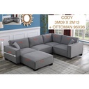 UT-CODY-COLOR-38 Sofa d'angle modulable &amp; ottoman Olive CODY L309xM213cm - Ottoman 96x96cm (5 pièces) dimensions