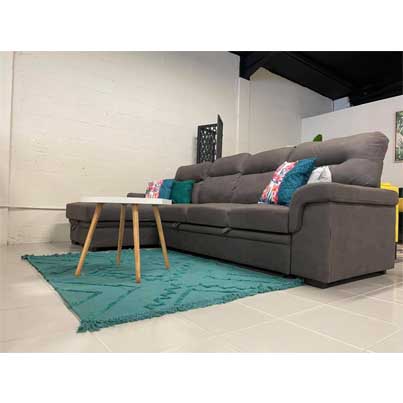 UT-ERIKA4TEX208-13G Sofa 4 places convertible et coffre méridienne angle Gauche Titanium Grey ERIKA H105xL287xP163cm - Couchage H45xL254xP136cm vue2