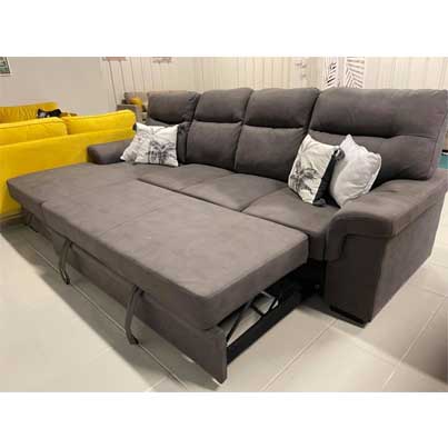 UT-ERIKA4TEX208-13G Sofa 4 places convertible et coffre méridienne angle Gauche Titanium Grey ERIKA H105xL287xP163cm - Couchage H45xL254xP136cm vue3