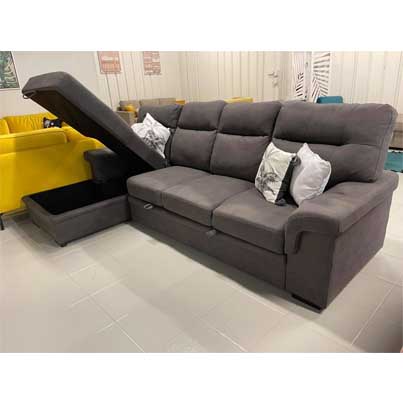 UT-ERIKA4TEX208-13G Sofa 4 places convertible et coffre méridienne angle Gauche Titanium Grey ERIKA H105xL287xP163cm - Couchage H45xL254xP136cm vue4