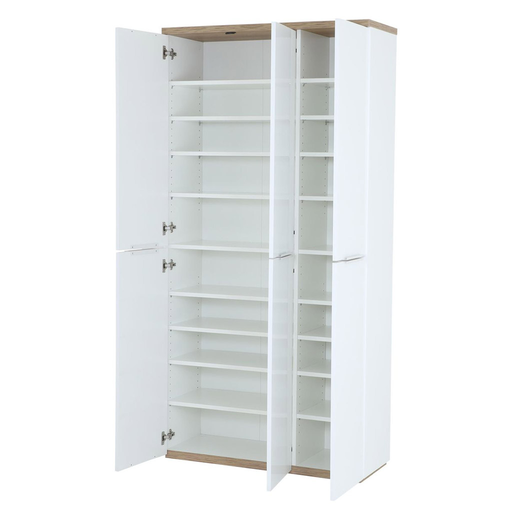 COM-AR3494K64904 Armoire MUNDI 6 portes et étagères ajustables H200xL101xP35cm vue de côté portes ouvertes