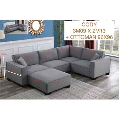 UT-CODY-BARREL-21  Sofa d'angle modulable et ottoman Mocca CODY L309xM213cm - Ottoman 96x96cm (5 pièces) vue4