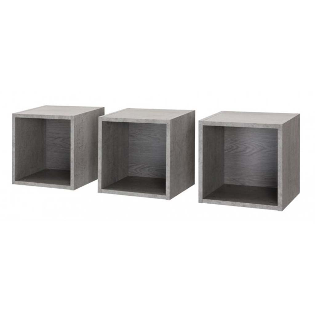 Lot de 3 étagères murales cube MODELLO Gris H35xL35xP29cm