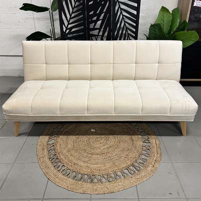 Canape 3 places convertible lit CR01 Maron crème  H82xL180xP90 / Couchage H38xL180xP109