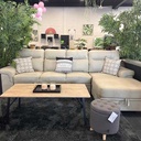 Sofa 4 places convertible, coffre méridienne angle Droite Beige ERIKA H105xL287xP163cm / Couchage H45xL254xP136cm