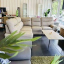 Sofa d'angle avec un coté convertible 5 places Taupe ERIKA L246xl246xP92cm couchage L195xl140cm