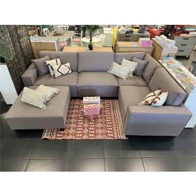 Sofa d'angle avec un coté convertible 5 places 246x246xP92cm couchage L195x140cm Titanium Grey (copie)