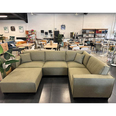 Sofa d'angle modulable + ottoman Olive CODY L309xM213cm / Ottoman 96x96cm (5 pièces)