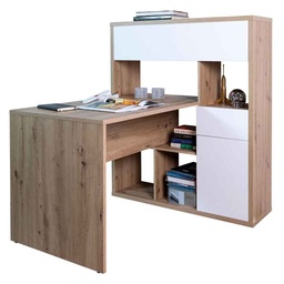 [COM-SR0915K77404] Bureau MUNDI avec étagère intégrée, plateau H76xL133xP68cm, étagère H131xL110xP36cm