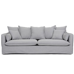 [UT-HOBART-VENICE-SD346-12-GREY] Sofa 3 places 100% déhoussable Gris HOBART H84xL212xP104cm