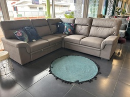 [UT-ERIKA3TEX208-14] Sofa d'angle avec un coté convertible 5 places Mushroom ERIKA L246xl246xP92cm couchage L195xl140cm