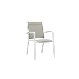 [GAR-COSMCTX859D-CA] COSMO Fauteuil aluminium Blanc tissu Khaki
